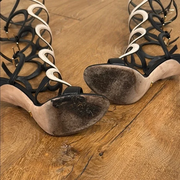 Sergio Rossi Black and White Knee-High Boots